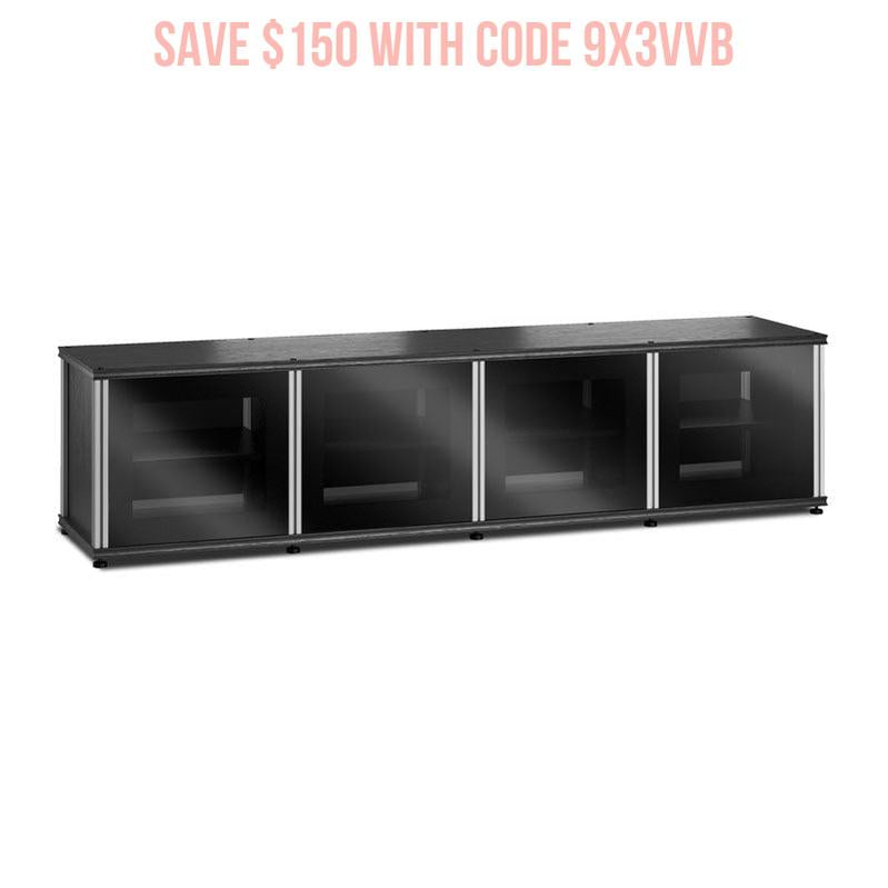 Salamander Synergy Model 247 AV Cabinet – Black Oak & Glass, Soft-Close Doors