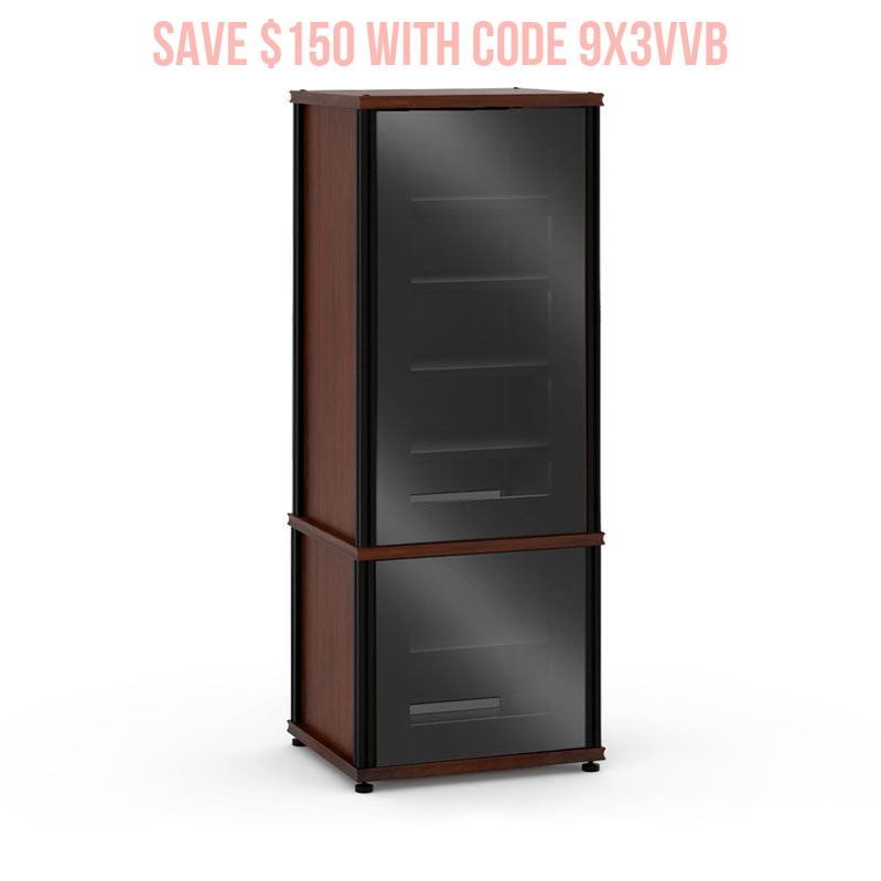 Salamander Synergy Model 603 Media Console Dark Walnut & Black Glass