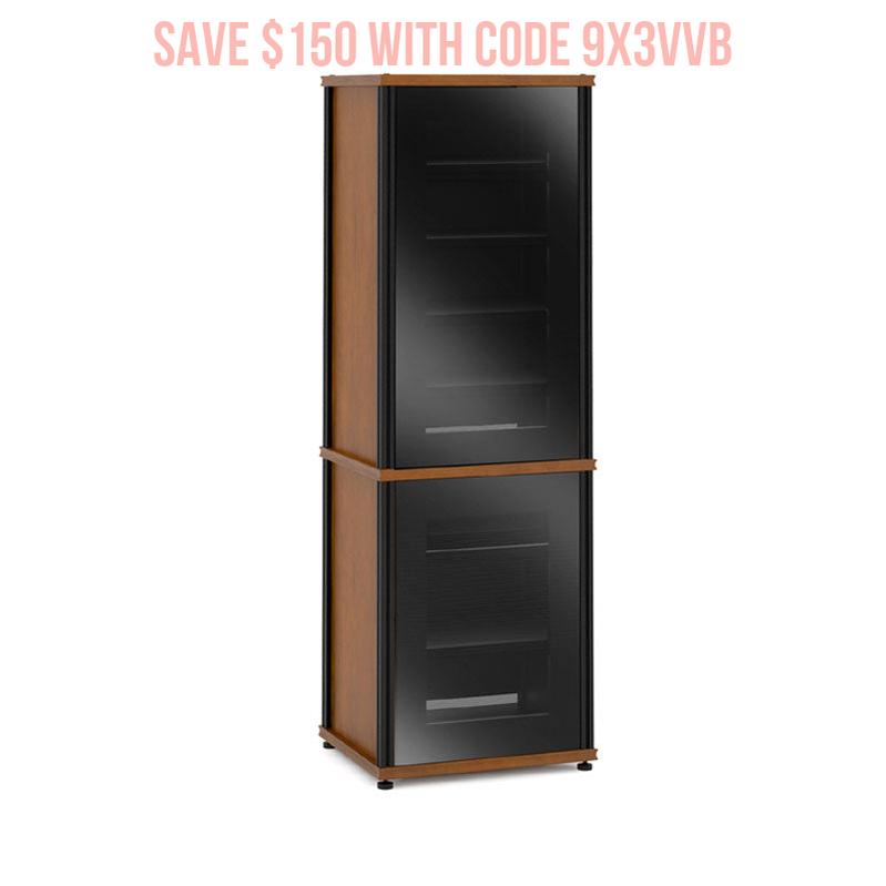 Salamander Synergy Model 703 AV Cabinet – American Cherry, Black Glass Doors, Modular Design