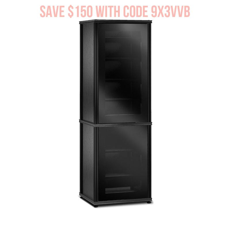 Salamander Synergy Model 703 Black Oak Media Cabinet with Glass Doors