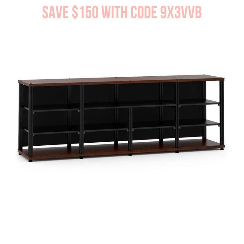 Salamander Synergy Quad 30 Open Center AV Cabinet Walnut Black Posts