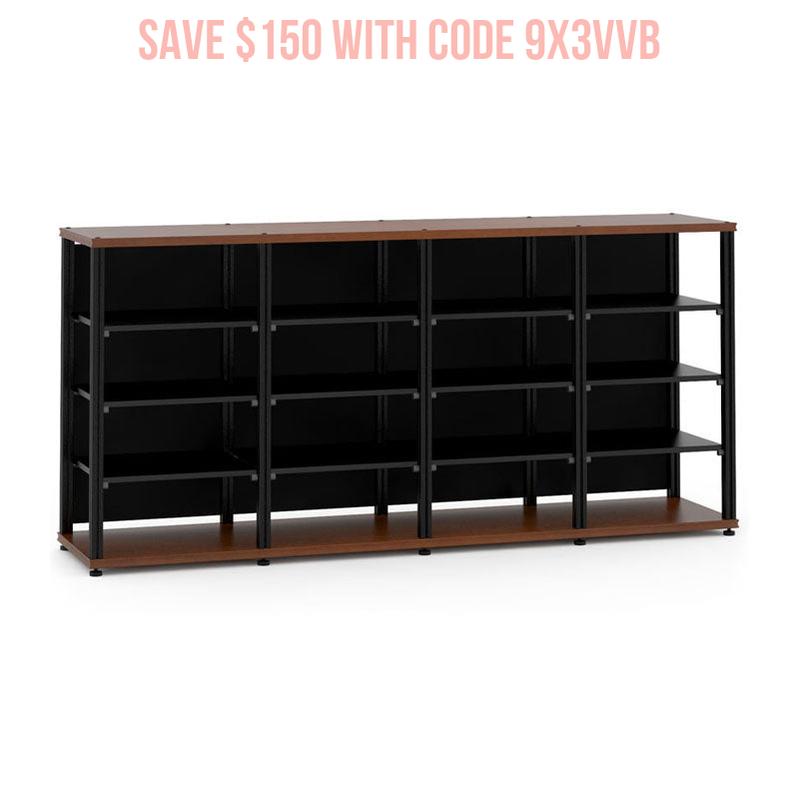 Salamander Synergy Quad 40 AV Cabinet Cherry Black Posts – Premium Home Theater Storage