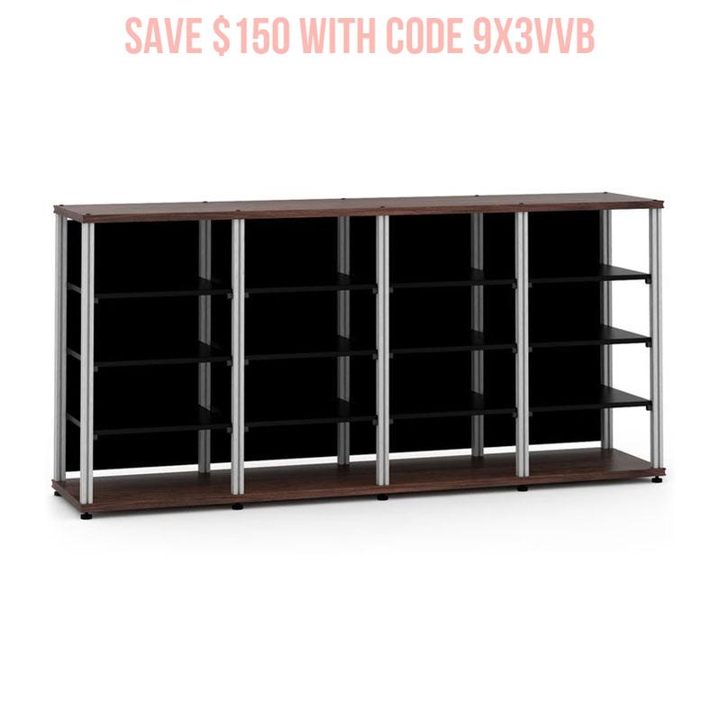 Salamander Synergy Quad 40 Walnut AV Rack with Aluminum Posts