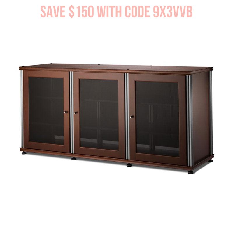Salamander Synergy SB337W/A Walnut AV Cabinet with Aluminum Posts