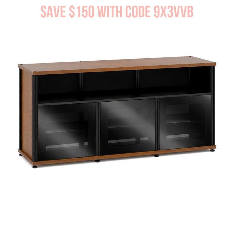 Salamander Synergy SB339C/BG/B AV Cabinet – American Cherry, Black Glass, Modular Storage