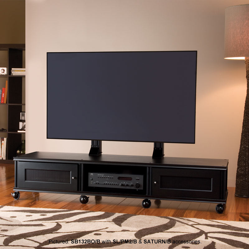Salamander Synergy Single Box 132 Walnut Aluminum Posts – Stylish AV Storage