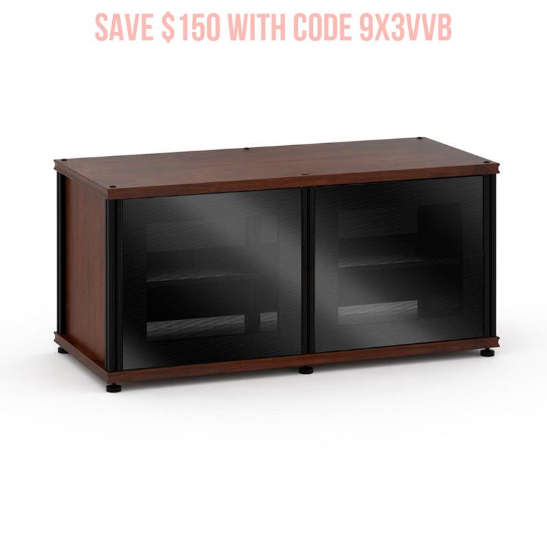 Salamander Synergy Single Box 221 AV Cabinet Dark Walnut Black Glass