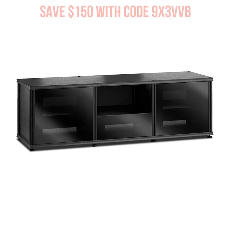 Salamander Synergy Single Box 233 AV Cabinet Black Oak Black Glass