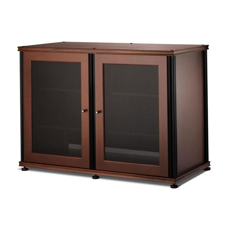 Salamander Synergy Single Box 323 Walnut with Black Posts – Modular AV Furniture for Media Centers