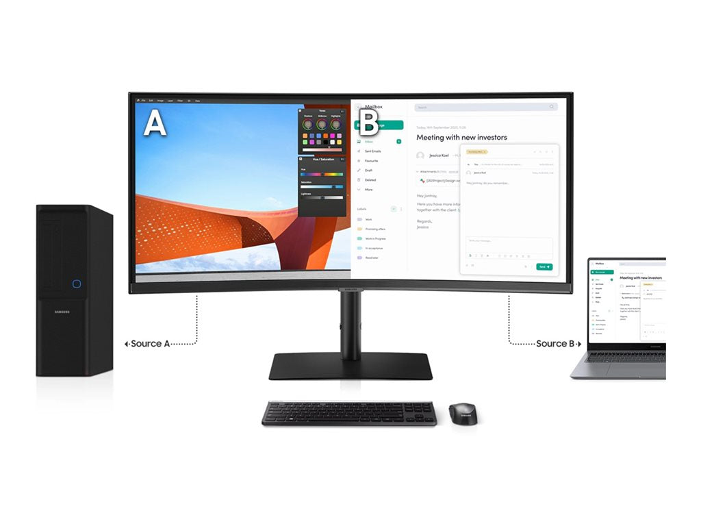 Samsung ViewFinity S6 S34C654UAN - S65UC Series - LED monitor - curved - 34 - 3440 x 1440 UWQHD @ 100 Hz - VA - 350 cd/m� -