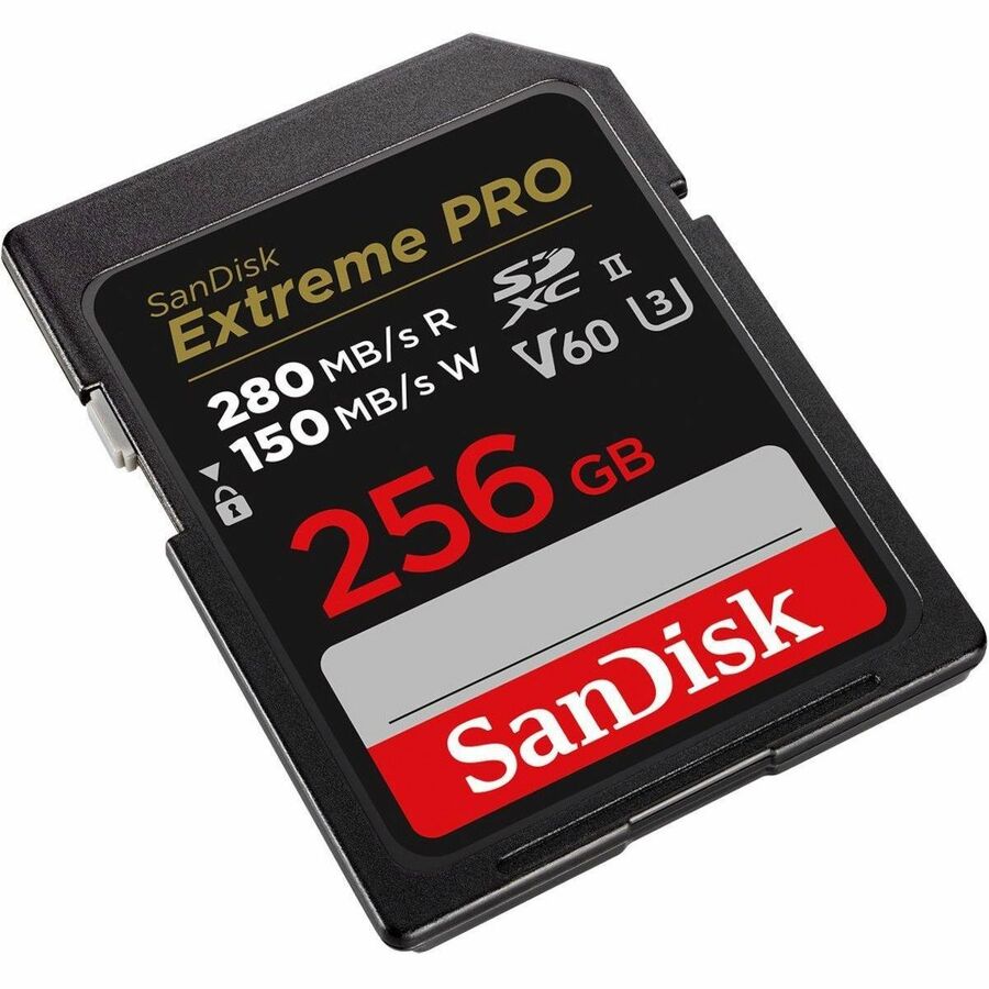 SanDisk Extreme PRO 256 GB Class 10/UHS-II (U3) V60 SDXC - 1 Pack - 280 MB/s Read - 150 MB