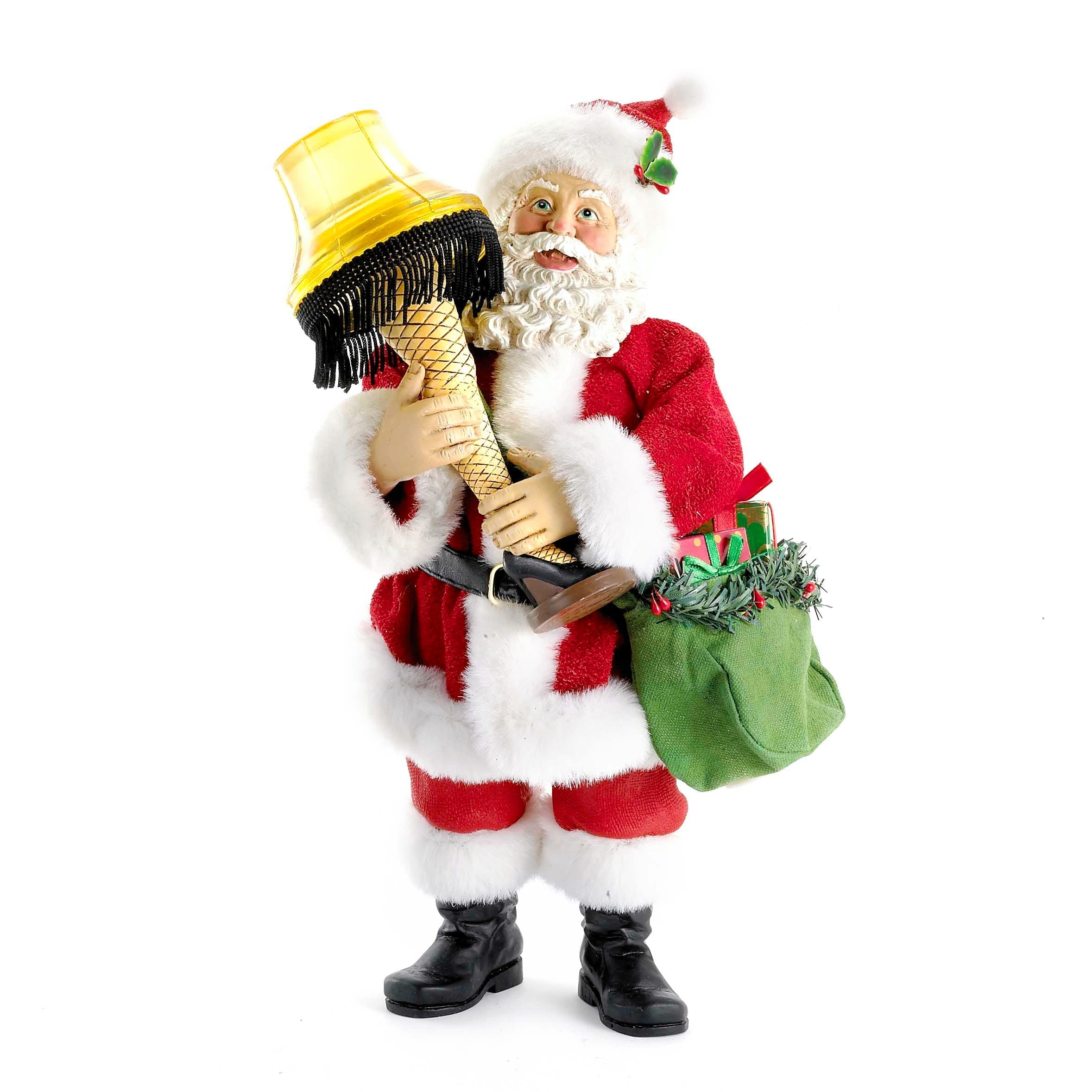 Santa Gifting a Leg Lamp Figurine - 10 Inch