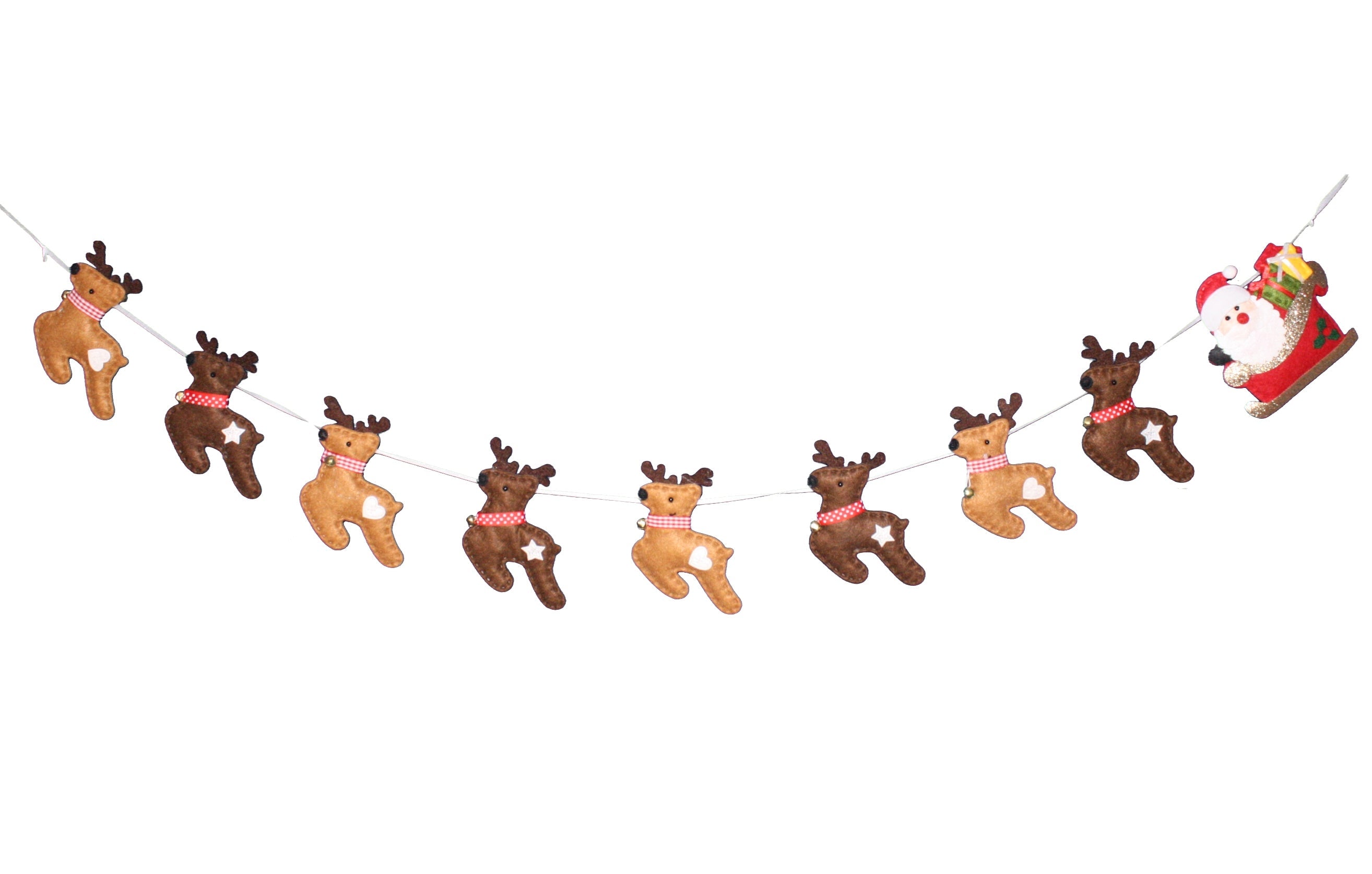 Santa & Reindeer Felt Garland - 4.5 feet long