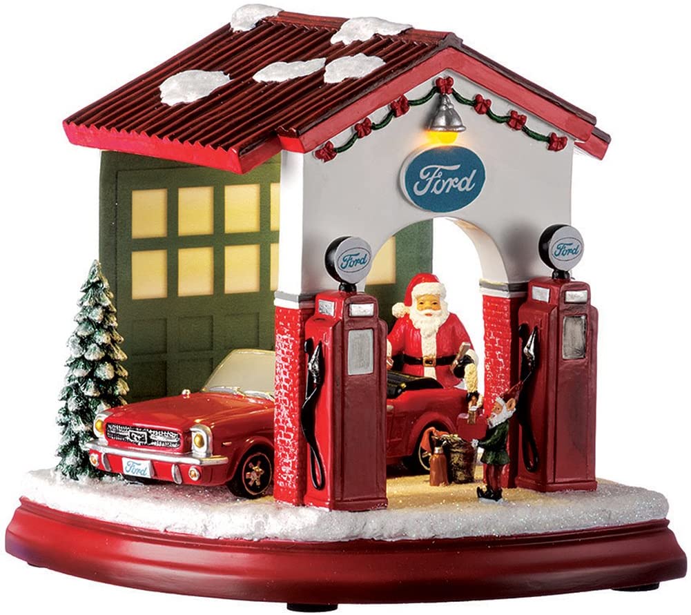 Santa at the Mustang Garage Diorama