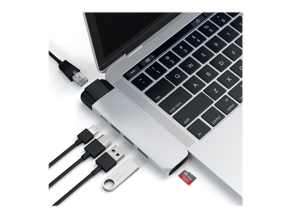 Satechi Aluminum Type-C Pro Hub with Ethernet - Docking station - USB-C - 1GbE ST-TCPHES