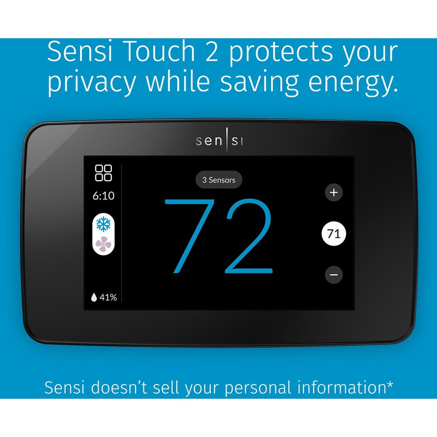 Sensi Touch 2 Smart Programmable Wi-Fi Thermostat, Utility Version, C-Wire Required
