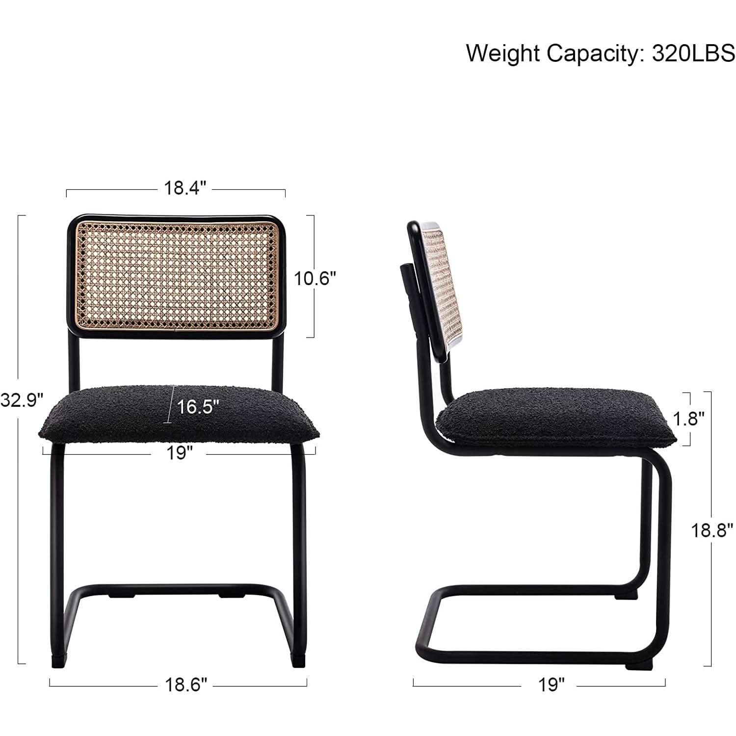 Set Of 2 Black Rattan Dining Chairs With Wood Frame
