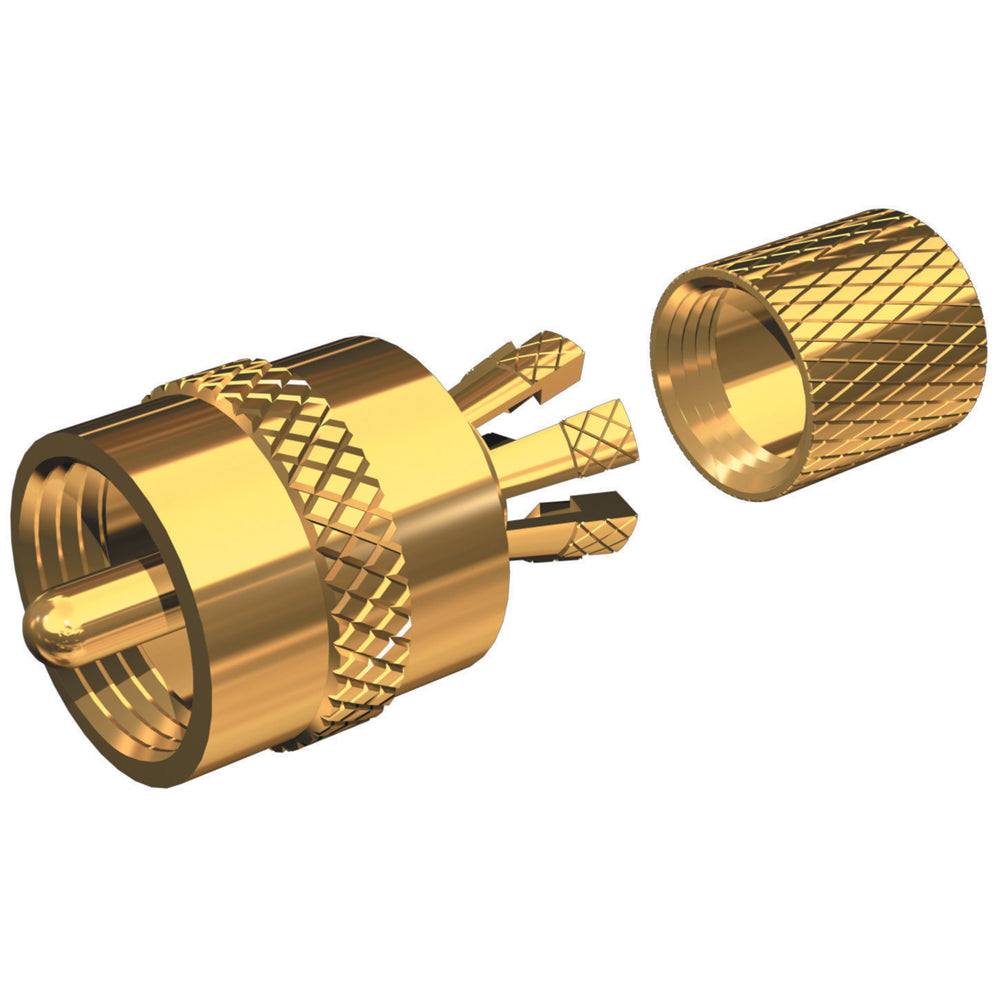 Shakespeare PL-259-CP-G - Solderless PL-259 Connector for RG-8X or RG-58/AU Coax - Gold