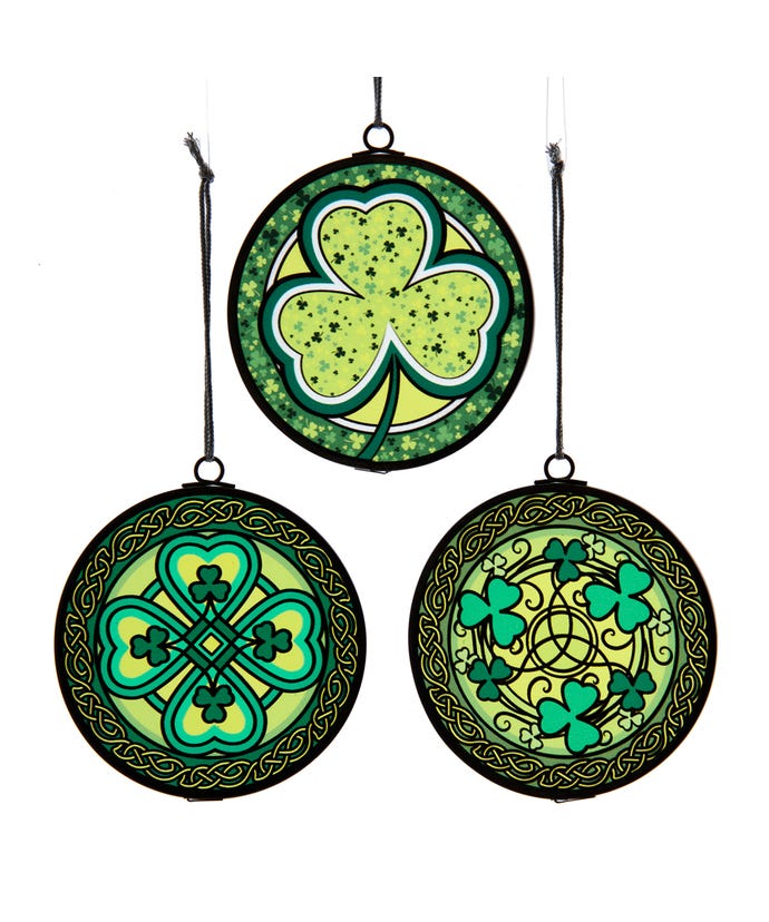 Shamrock Stained Glass Ornament -