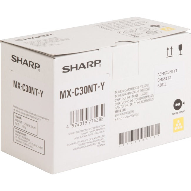 Sharp Original Standard Yield Laser Toner Cartridge - Yellow - 1 Each MXC30NTY