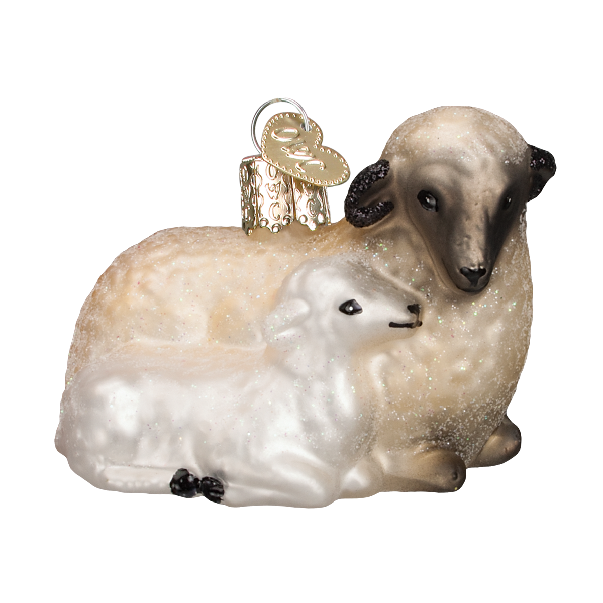 Sheep With Lamb Glass Blown Ornament