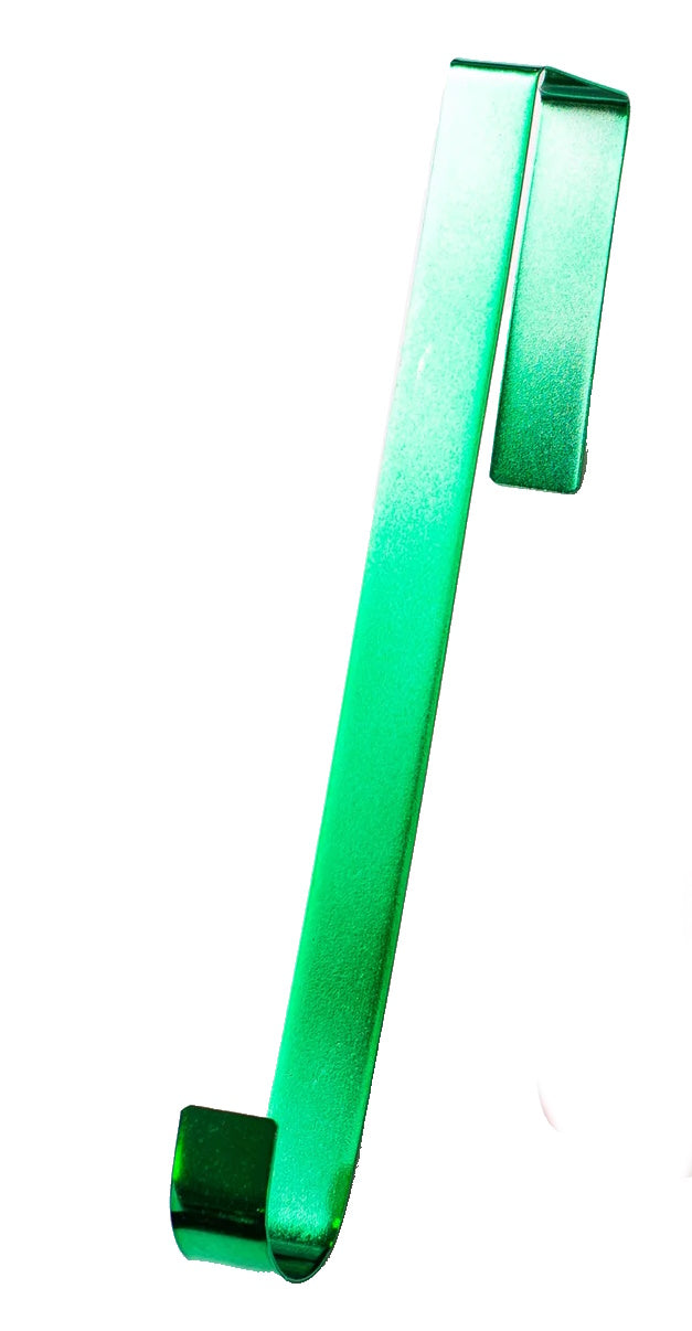 Shiny Metal 12 Inch Over the Door Wreath Hanger - Green