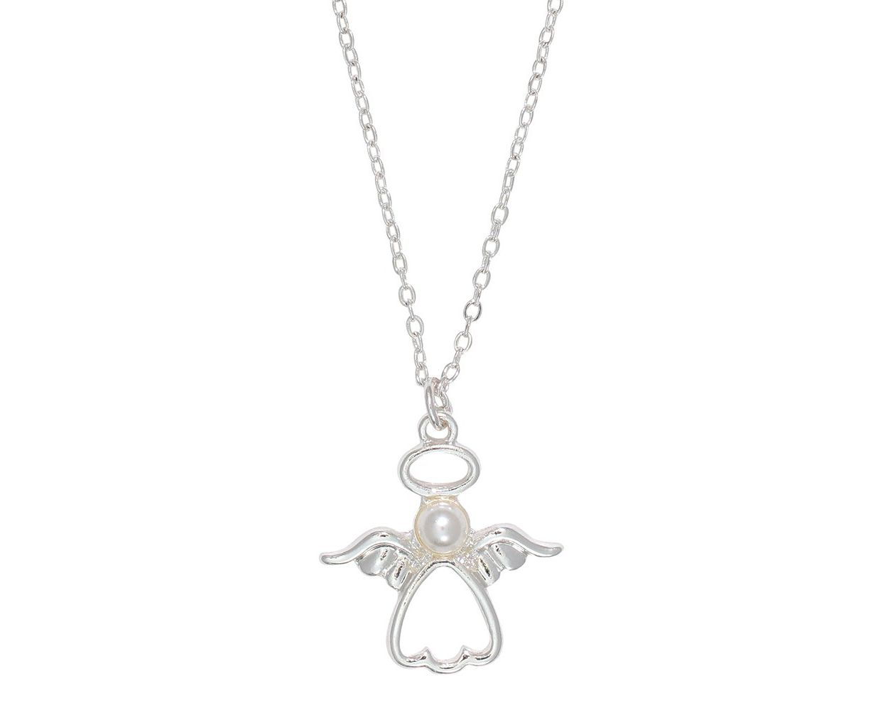 Silver Angel with Pearl Necklace