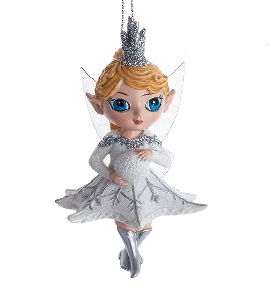 Silver Fairy Elves Ornament -