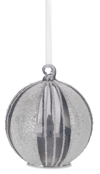 Silver Stripe Candle Glow Ornament
