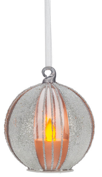 Silver Stripe Candle Glow Ornament