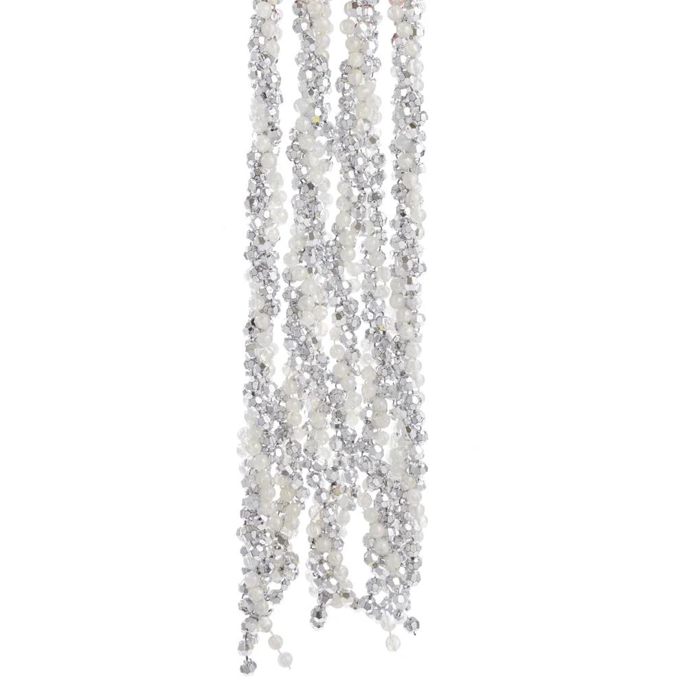 Silver and White Iridescent Twisted Bead Garland