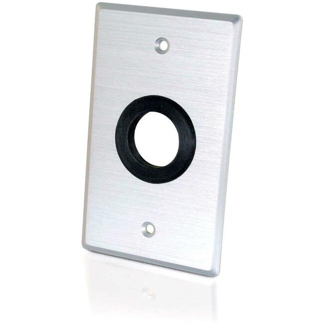 Single Gang 1In Grommet Wall Plate - Brushed Aluminum