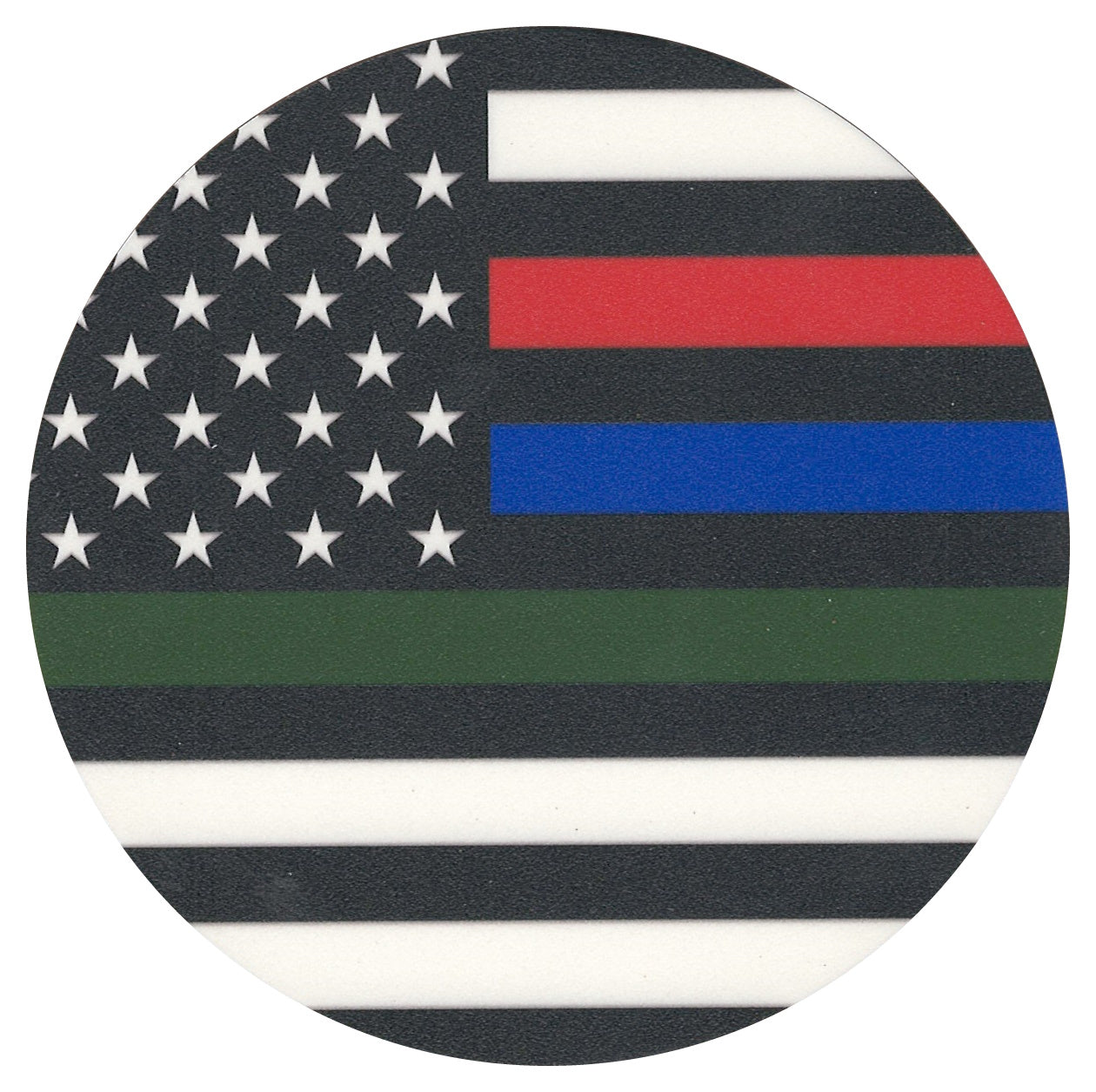 Sip Sip Hooray Coaster - American Flag with Thin Blue-Green-Red Line