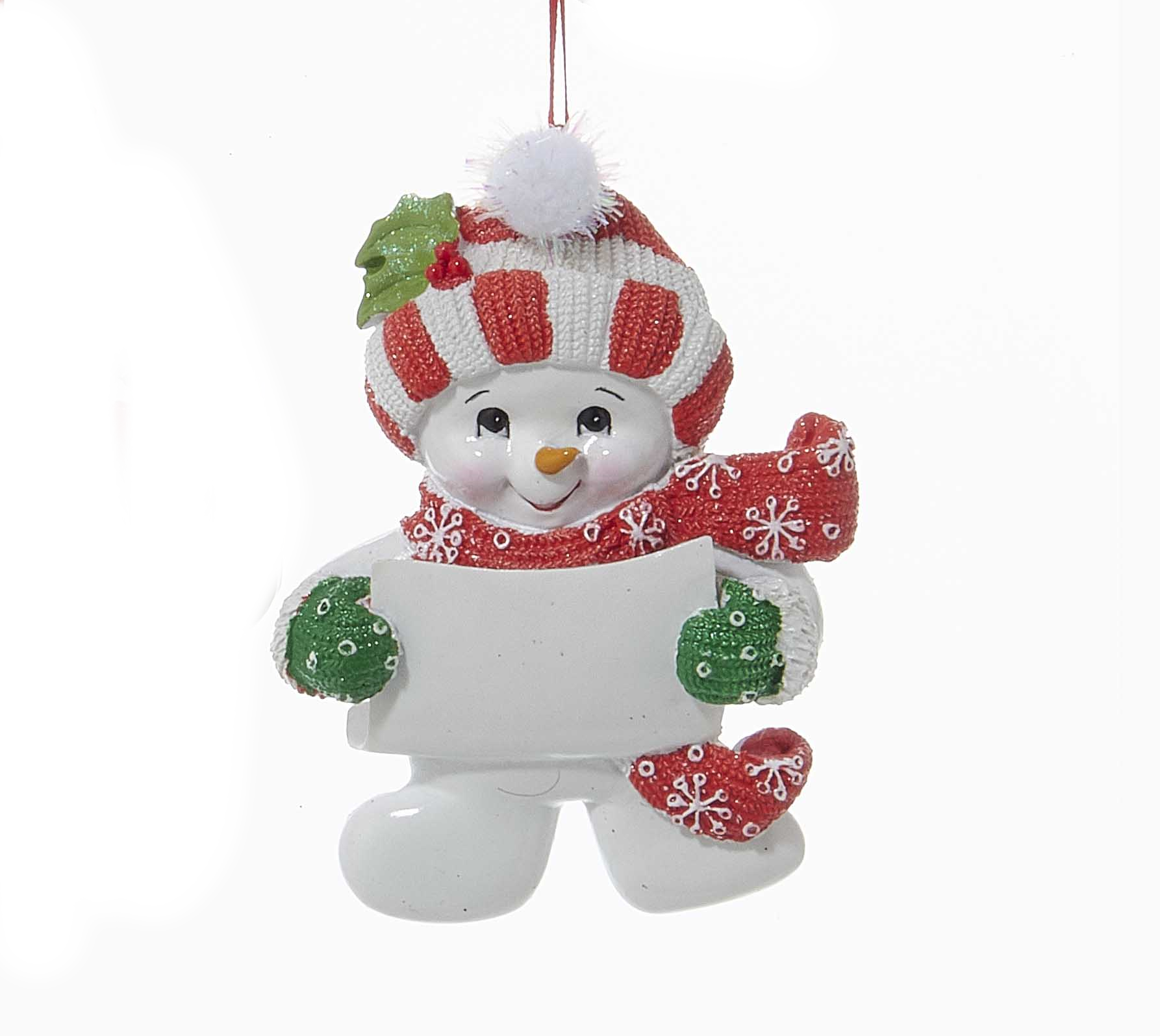 Snow Kid Ornament - Girl - Striped Hat