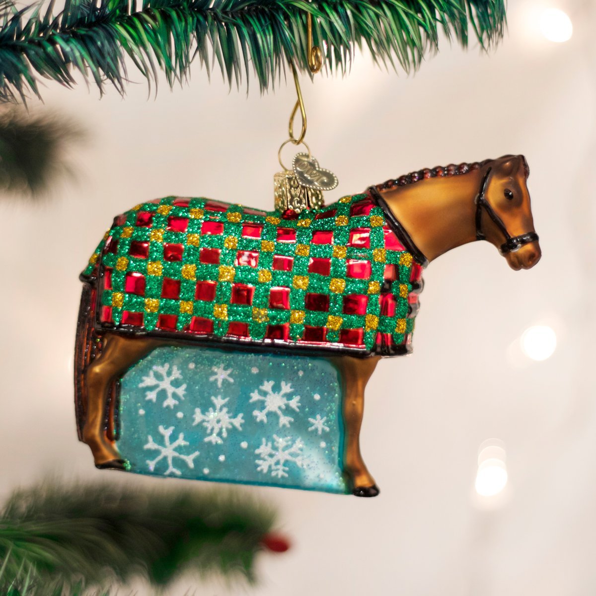Snowflake Horse Glass Ornament