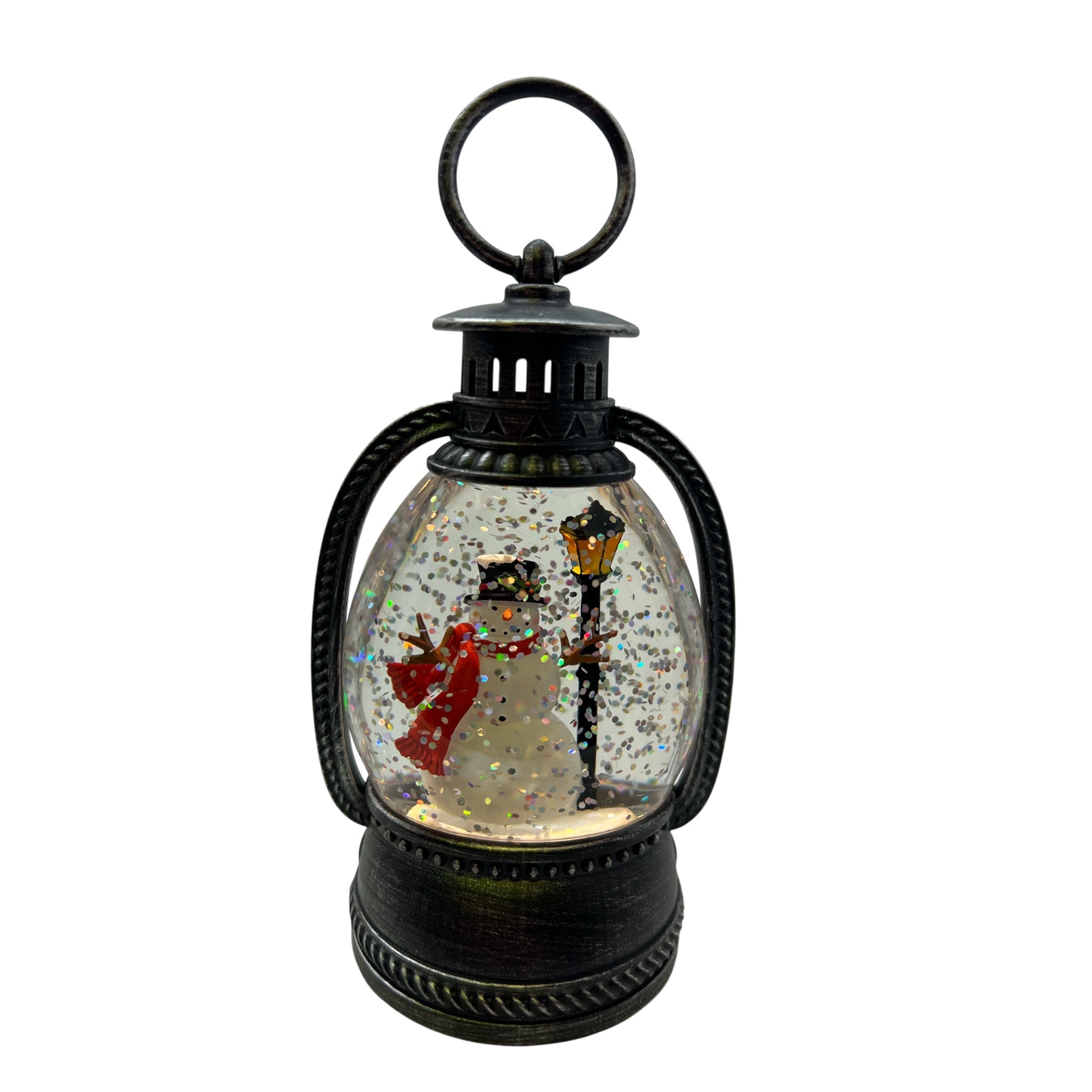 Snowman Lighted Lantern Waterglobe