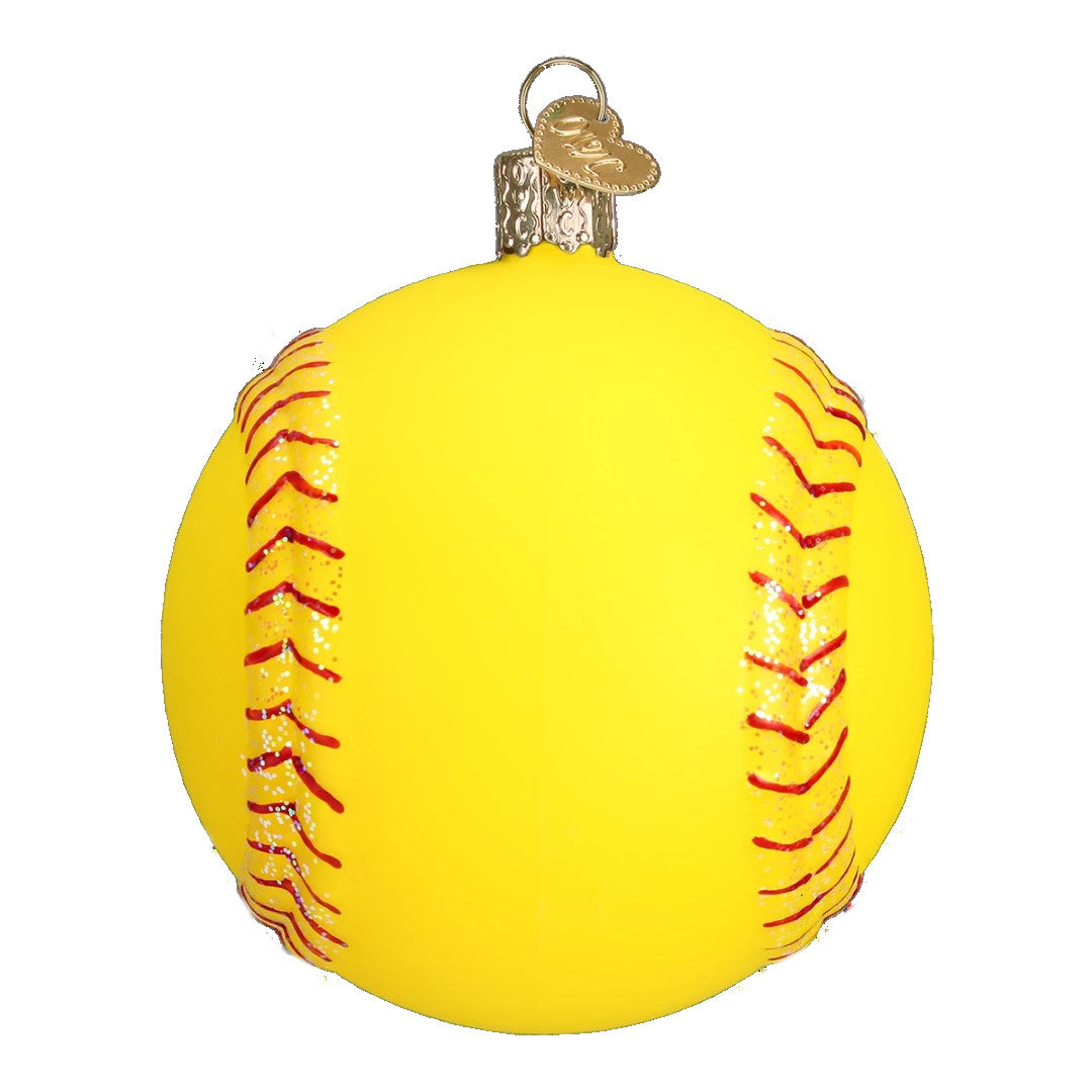 Softball Glass Ornament