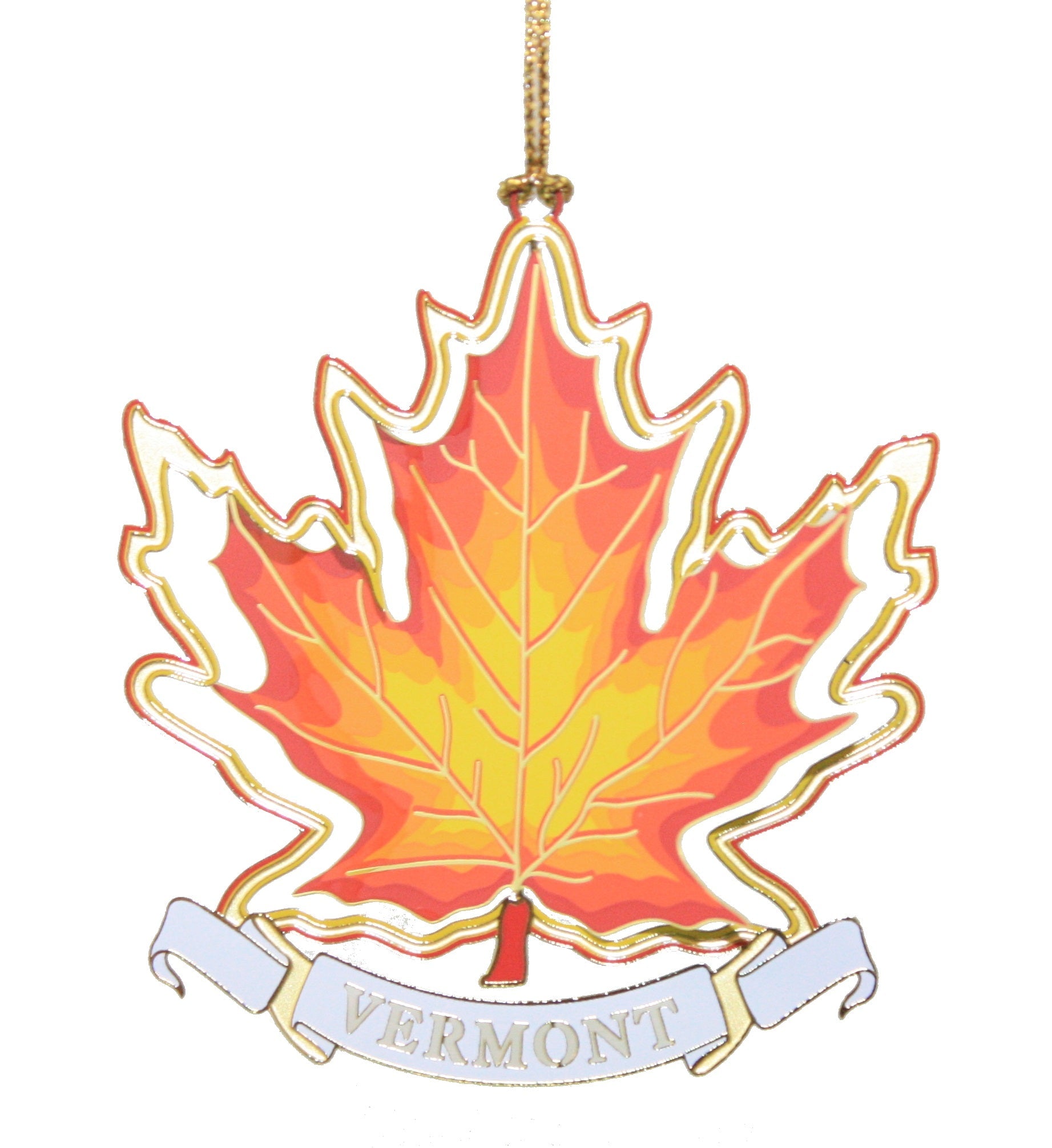 Solid Brass Ornament - Vermont Maple Leaf