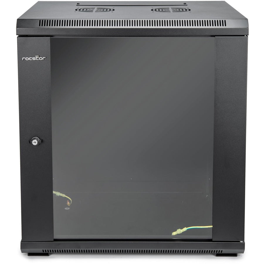 Solidrack 12U Rack Enclosure,Tempered Glass Window - Black