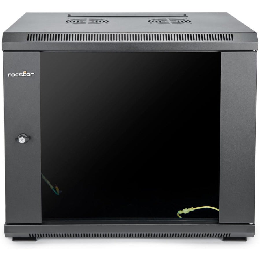 Solidrack 9U Rack Enclosure,Tempered Glass Window - Black
