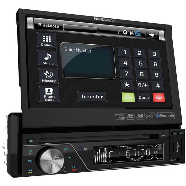Soundstream VIR-7830B 7" Single-DIN In-Dash DVD Receiver with Flip-out Display &