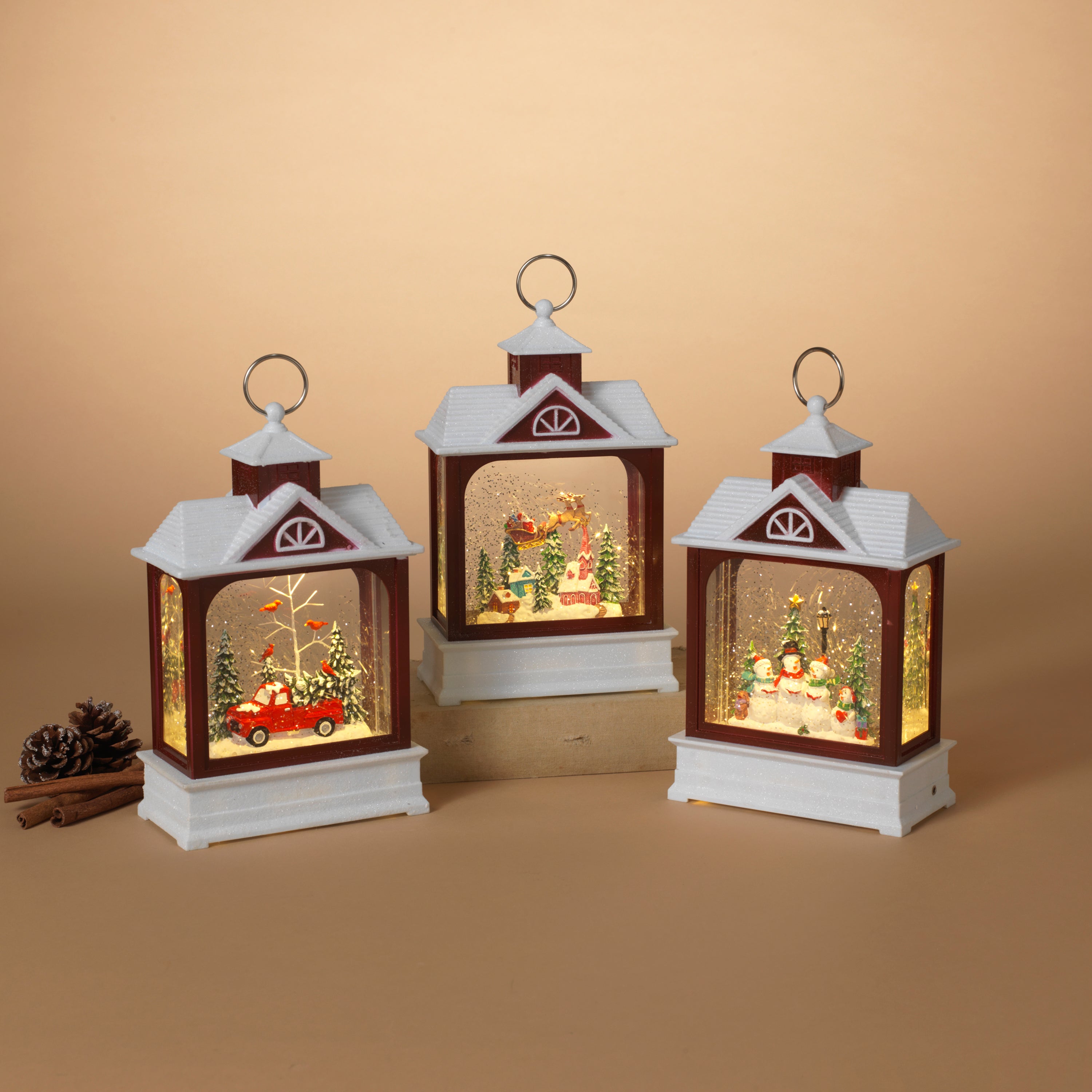 Spinning Barn Waterglobe - Snowmen