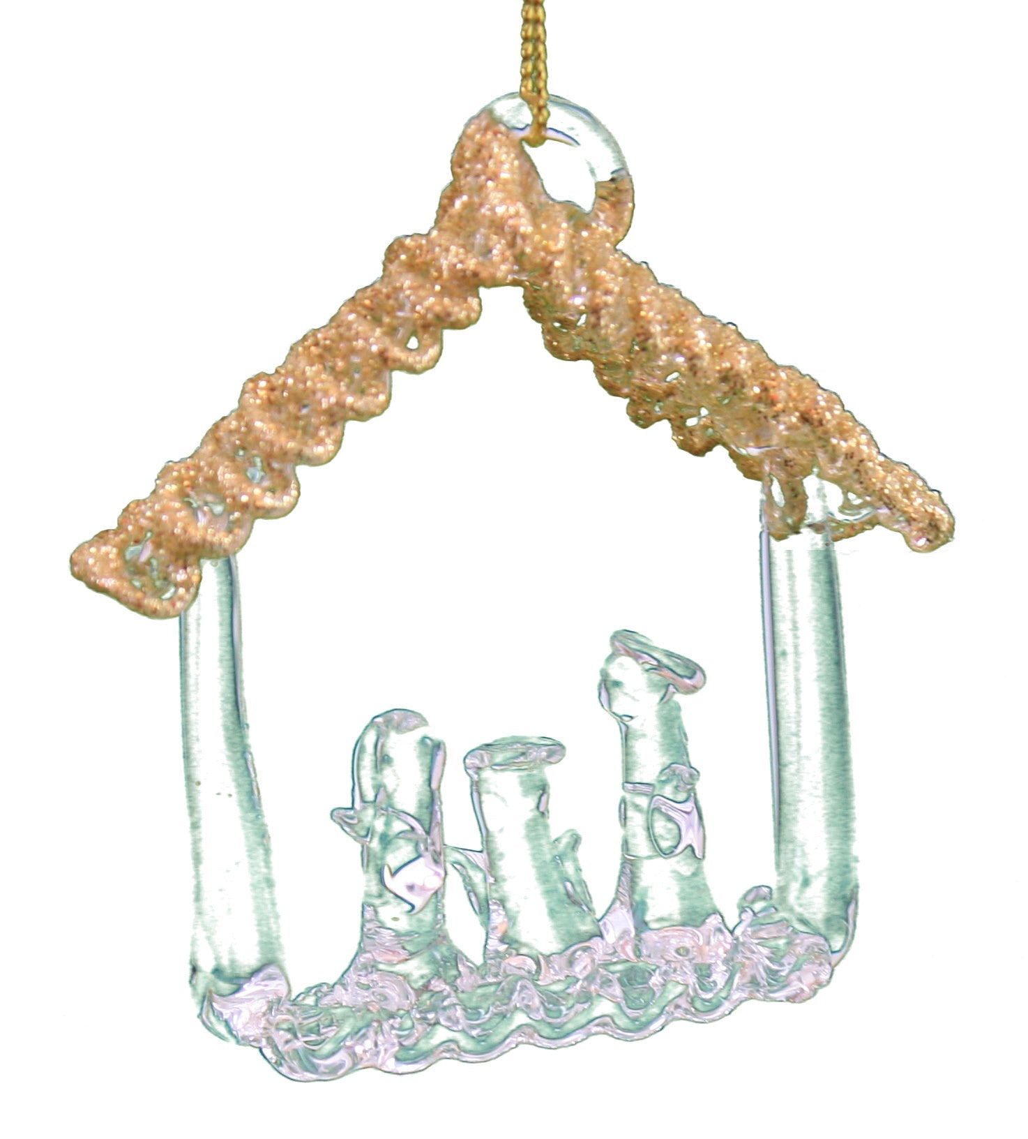 Spunglass Ornament - Gold Manger Scene