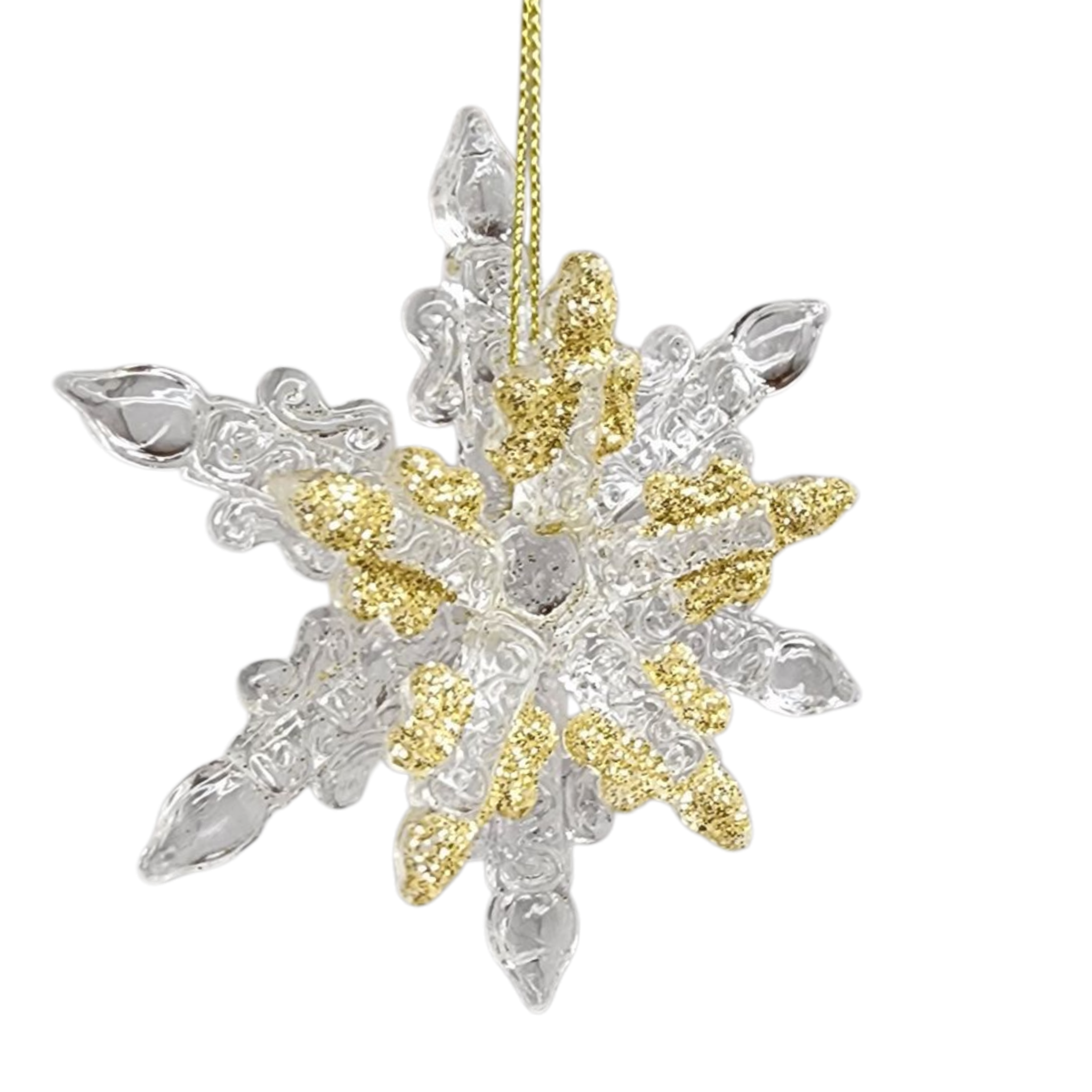 Spunglass Ornament - Gold Snowflake