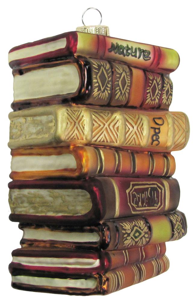 Stack of Books Glass Ornament