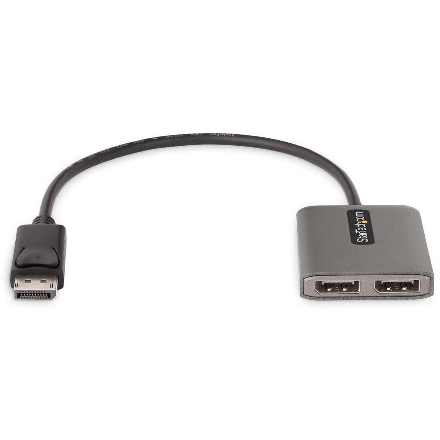 StarTech.com 2-Port DisplayPort MST Hub, Dual 4K 60Hz, DP 1.4 Multi-Monitor Video Adapter, 1ft Built-in Cable, USB Powered, Windows Only