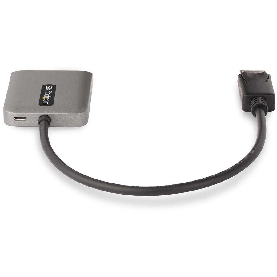 StarTech.com 2-Port DisplayPort MST Hub, Dual 4K 60Hz, DP 1.4 Multi-Monitor Video Adapter, 1ft Built-in Cable, USB Powered, Windows Only