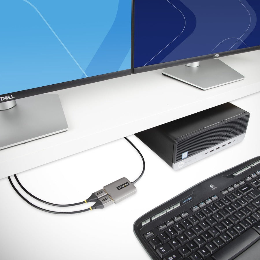StarTech.com 2-Port DisplayPort MST Hub, Dual 4K 60Hz, DP 1.4 Multi-Monitor Video Adapter, 1ft Built-in Cable, USB Powered, Windows Only