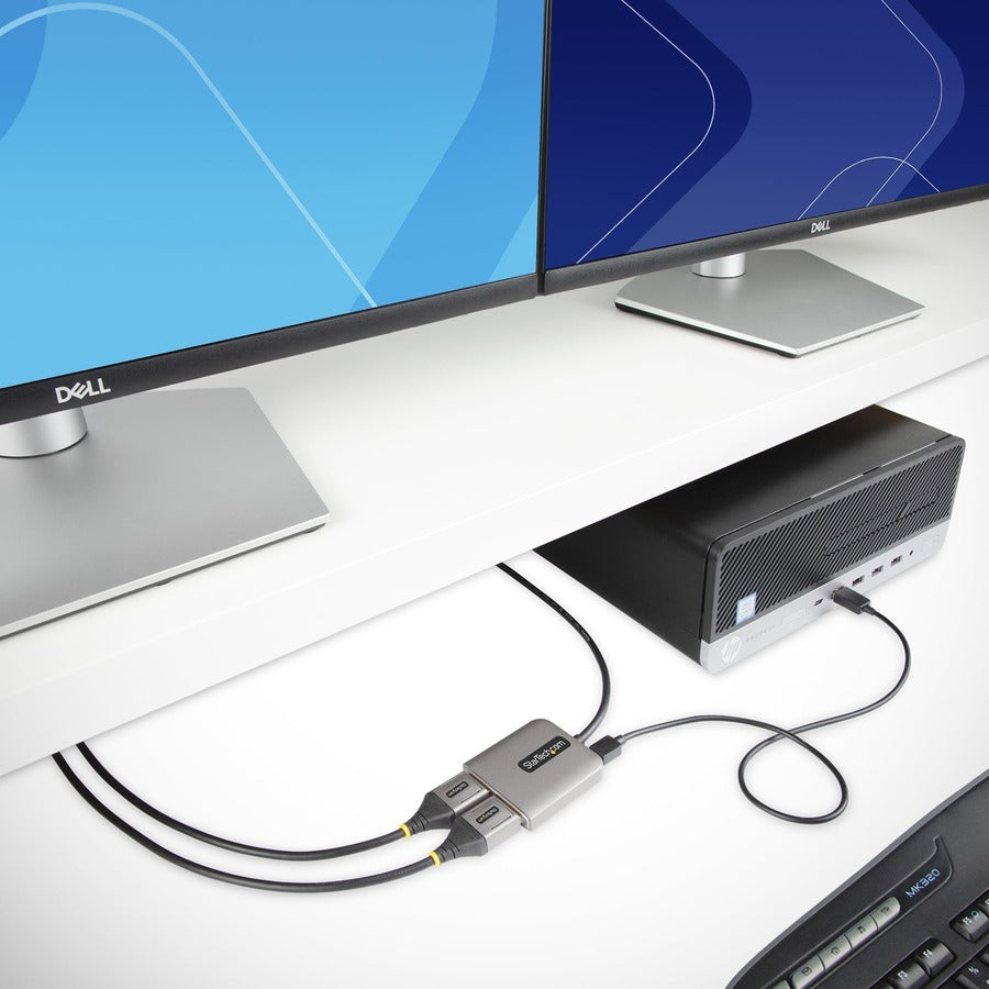 StarTech.com 2-Port DisplayPort MST Hub, Dual 4K 60Hz, DP 1.4 Multi-Monitor Video Adapter, 1ft Built-in Cable, USB Powered, Windows Only