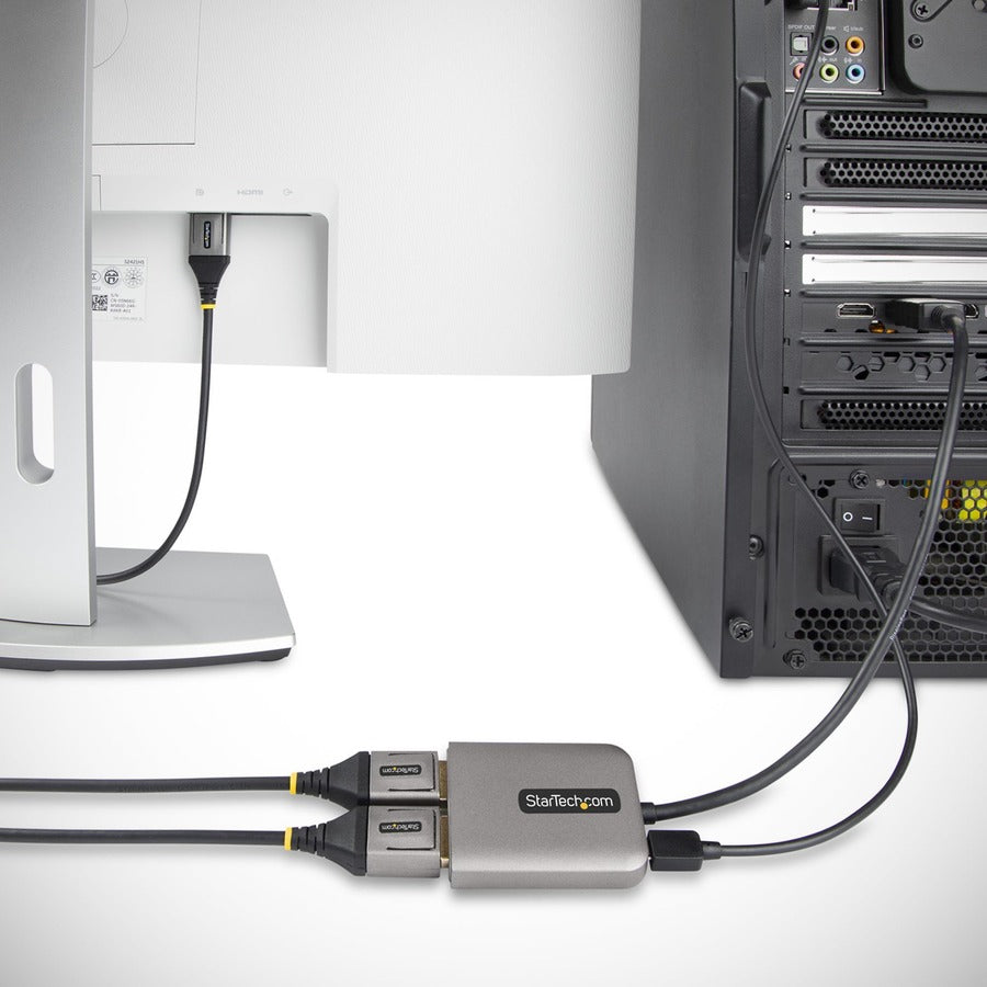 StarTech.com 2-Port DisplayPort MST Hub, Dual 4K 60Hz, DP 1.4 Multi-Monitor Video Adapter, 1ft Built-in Cable, USB Powered, Windows Only
